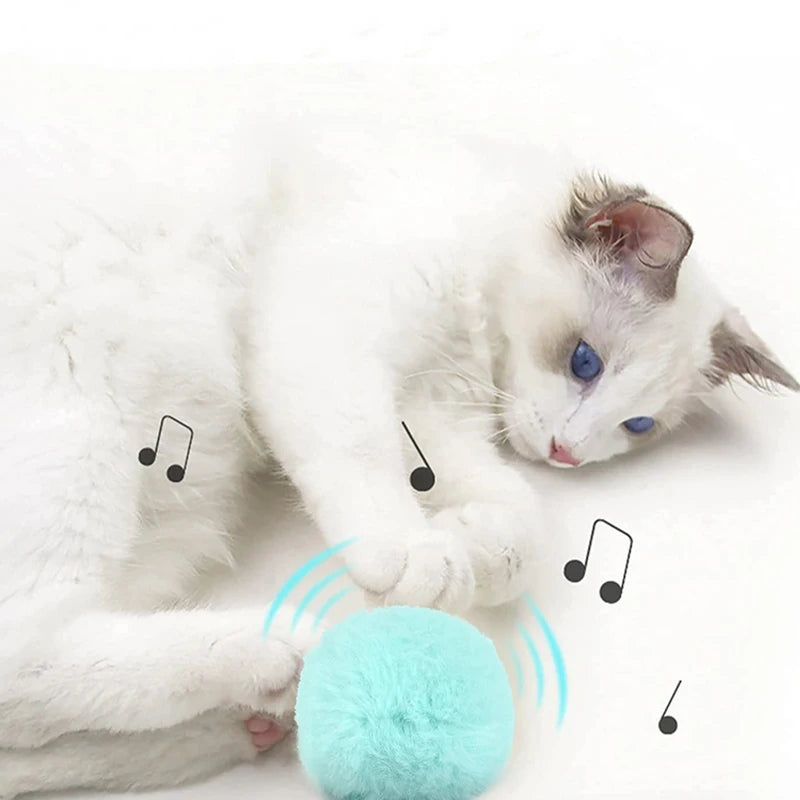 Bola interativa inteligente gato brinquedos de pelúcia elétrica catnip treinamento brinquedo gatinho toque soando produto para animais de estimação rangido brinquedo bola
