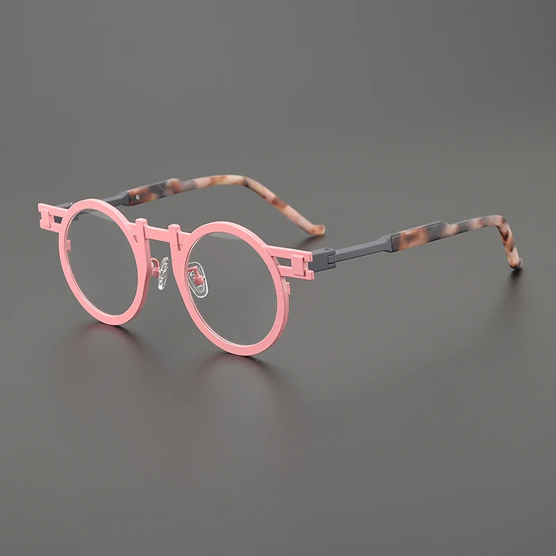 Óculos redondos de titânio ultraleve, armação de personalidade para homens e mulheres, óculos ópticos de miopia, marca de luxo, óculos de prescrição