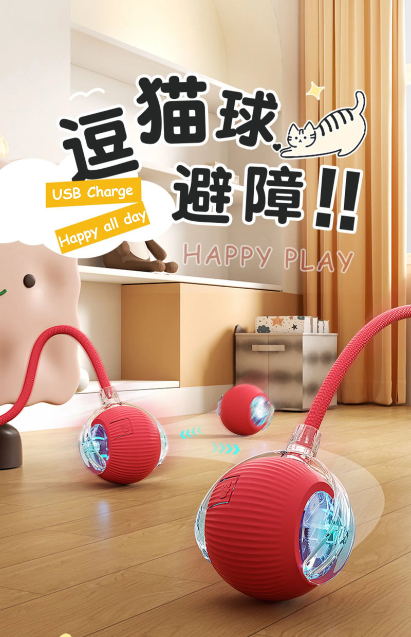 Novo gato bola interativa brinquedo bola de rolamento automático falso cauda recarregável inteligente animal de estimação brinquedo elétrico cão gato treinamento imitar mouse