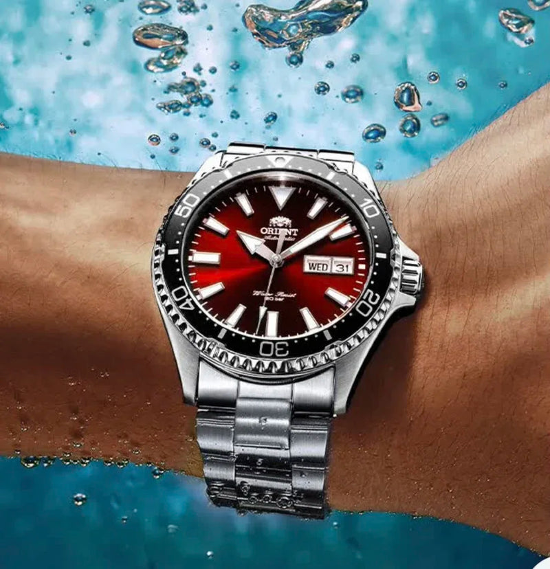 Orient duplo leão relógio mecânico totalmente automático masculino verde água fantasma relógio de mergulho masculino original importado 1:1