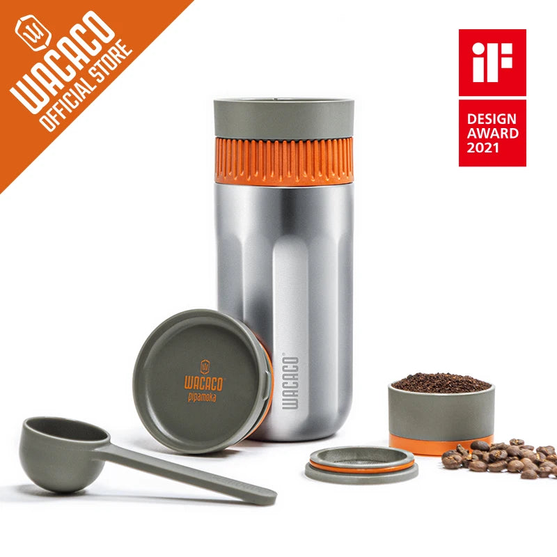 WACACO Pipamoka, cafeteira portátil combinada a vácuo multifuncional, caneca de viagem isolada, cafeteira movida a mão e pressão