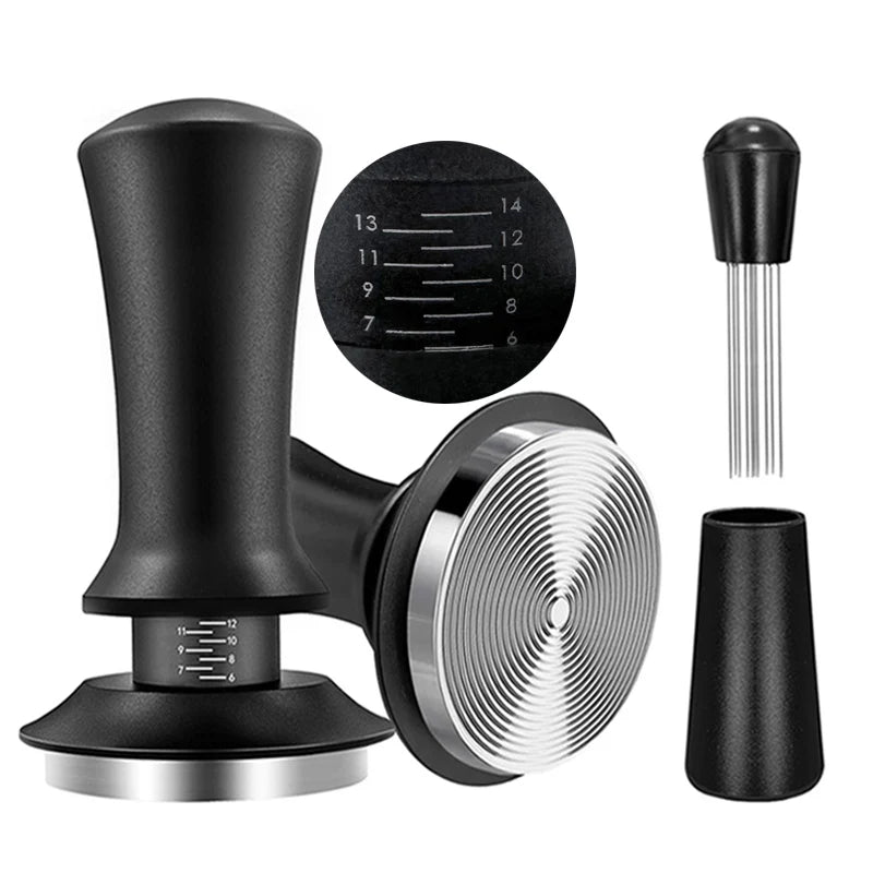 Tamper de café primavera espresso calcadeira 51mm 53mm 58mm calcadores de café e agitador de café calcadores de aço inoxidável acessórios de café
