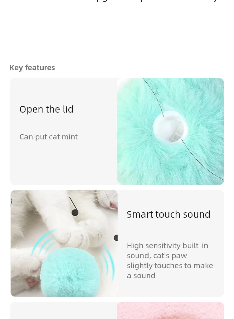 Bola interativa inteligente gato brinquedos de pelúcia elétrica catnip treinamento brinquedo gatinho toque soando produto para animais de estimação rangido brinquedo bola