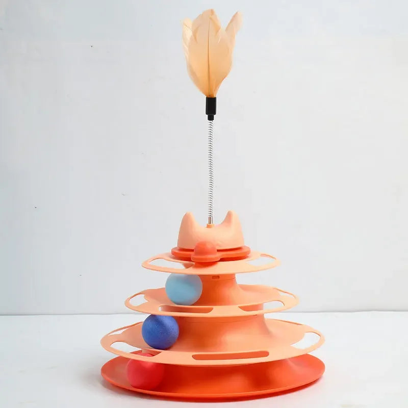 Engraçado gato brinquedo para animais de estimação brinquedos do gato inteligência triplo jogo disco gato brinquedo bolas brinquedos animais de estimação rosa azul verde laranja produtos para animais de estimação