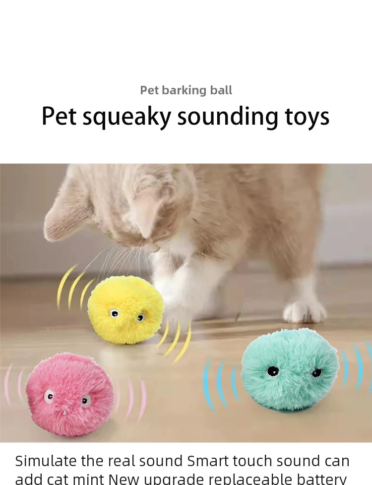 Bola interativa inteligente gato brinquedos de pelúcia elétrica catnip treinamento brinquedo gatinho toque soando produto para animais de estimação rangido brinquedo bola