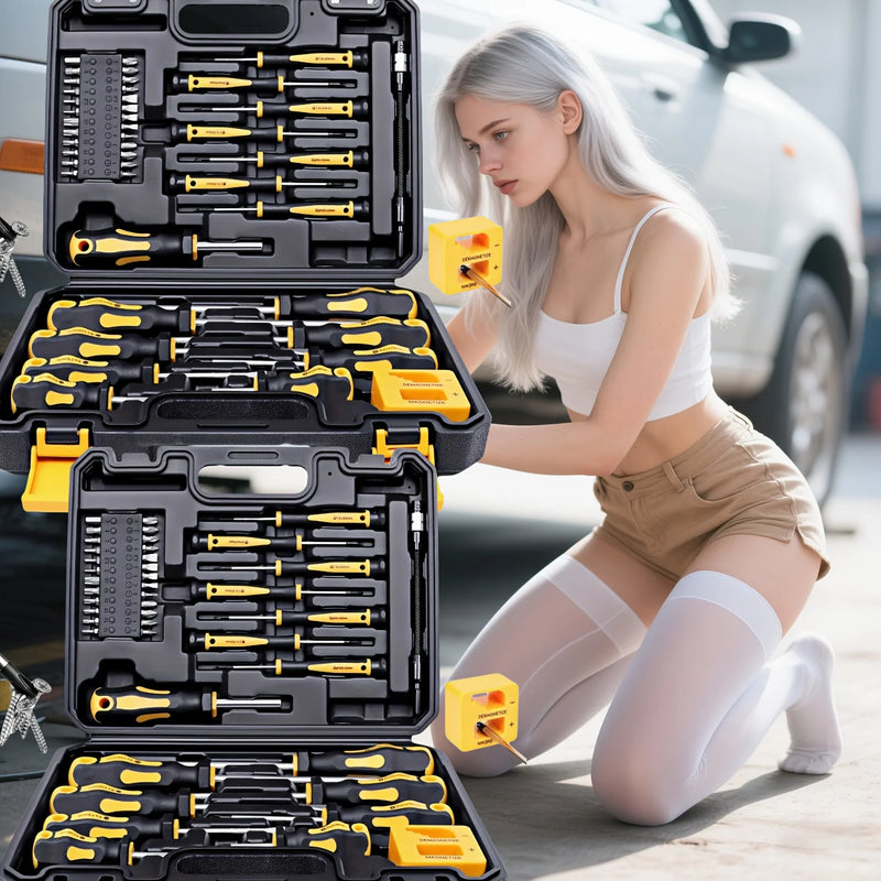 Conjunto de chave de fenda profissional atualizado com suporte de broca magnética, inclui ferramentas de fenda, Phillips, hexagonal, Torx e precisão