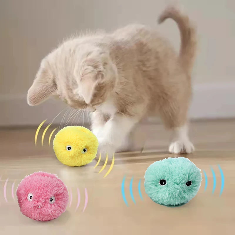 Bola interativa inteligente gato brinquedos de pelúcia elétrica catnip treinamento brinquedo gatinho toque soando produto para animais de estimação rangido brinquedo bola