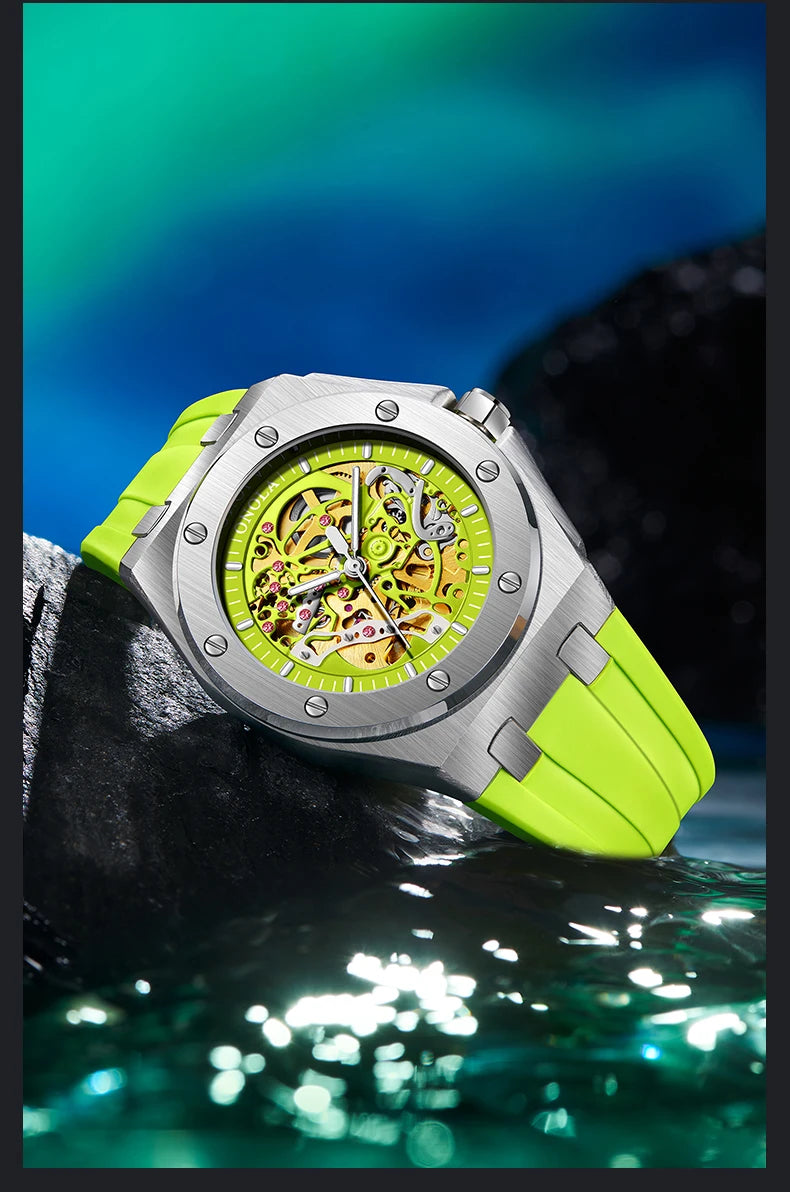 Onola relógio de pulso masculino esportivo de luxo, à prova d'água, automático, mecânico