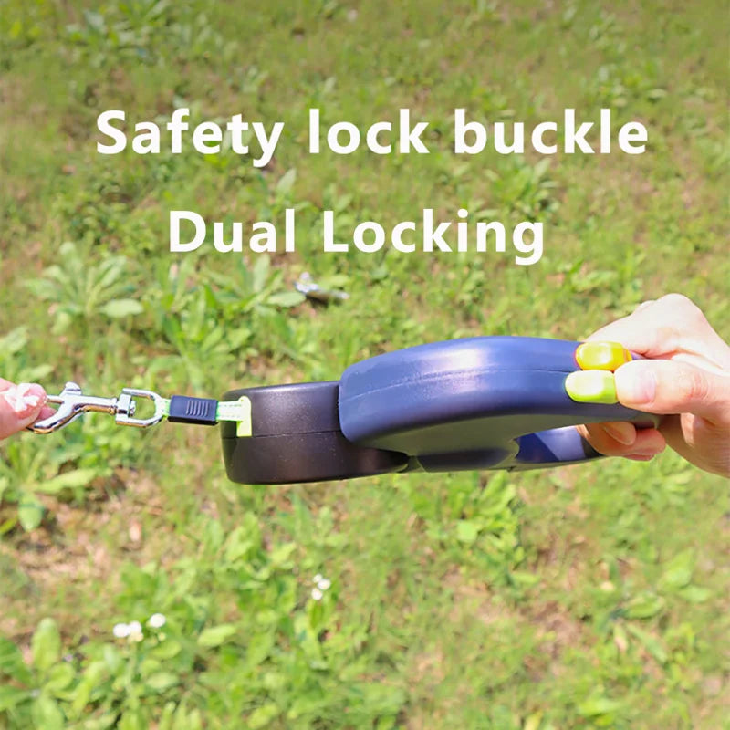 Trela retrátil automática para cães, 3m, com lanterna led, saco de resíduos, roleta, corda de tração dupla de 360 graus, suprimentos para animais de estimação