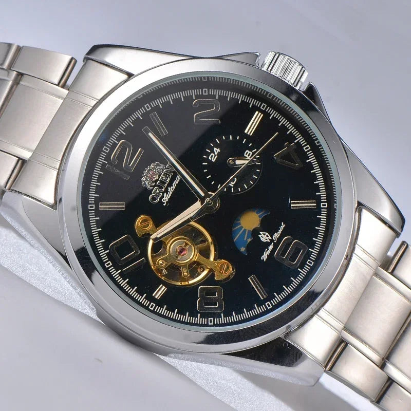 Orient relógios aaa relógio de alta qualidade novo topo relógio masculino luxo multi-função todo em aço automático mecânico tourbillon