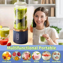 Liquidificador portátil de 6 lâminas, 2 copos para viagem, espremedor elétrico portátil, carga usb, suco de frutas frescas, liquidificador pessoal, smoothie