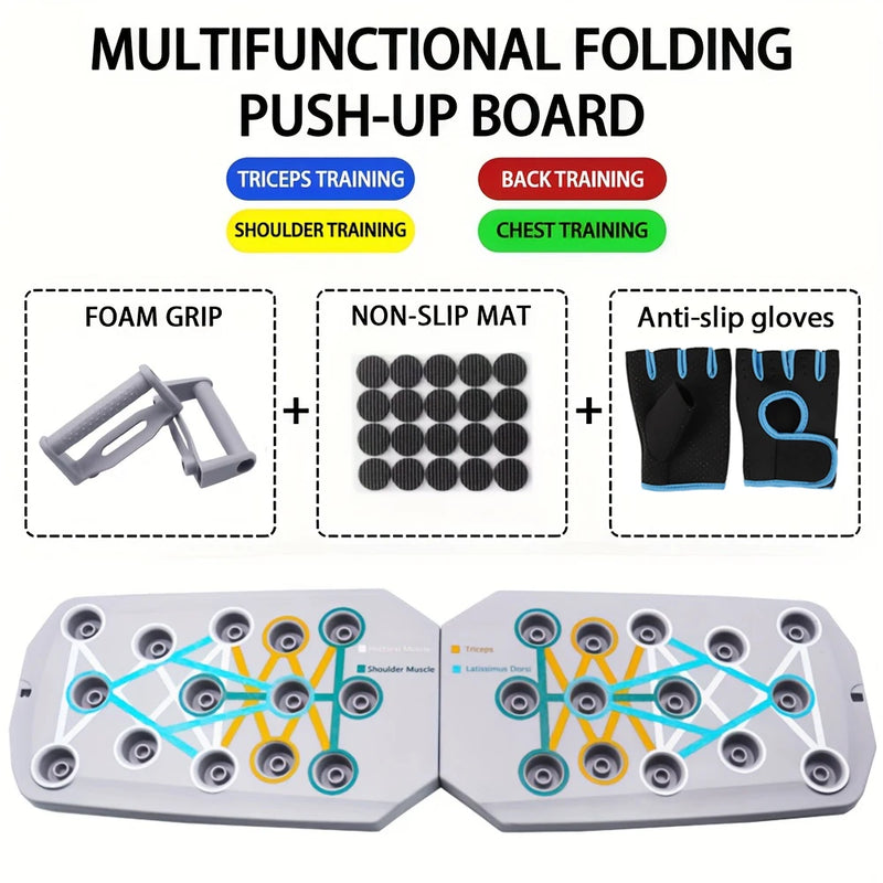 Conjunto de placa push-up portátil multifuncional barra push-up dobrável equipamentos de fitness para peito abdômen braços/treinamento traseiro