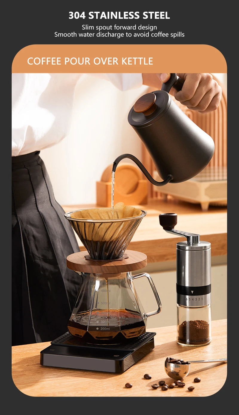 Conjunto De Café Acessórios De Café Moinho De Moinho De Moinho De Vidro Com Gotejador De Filtro Gooseneck Chaleira Especializada BaristaSet