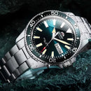 Orient duplo leão relógio mecânico totalmente automático masculino verde água fantasma relógio de mergulho masculino original importado 1:1