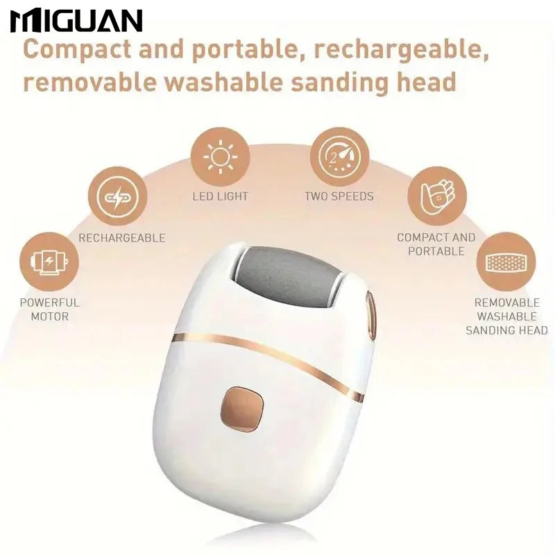 1pc moedor de pé elétrico, moedor de pé de polimento de couro grosso recarregável, moedor de pé