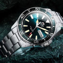 Orient duplo leão relógio mecânico totalmente automático masculino verde água fantasma relógio de mergulho masculino original importado 1:1