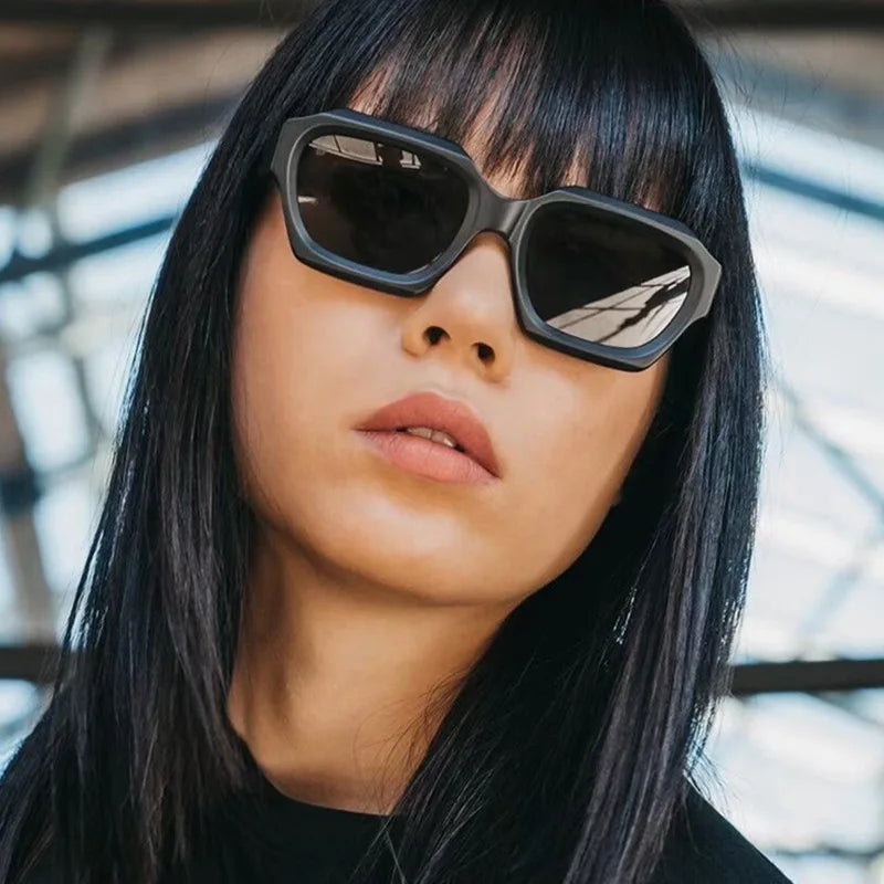 Moda quadrada óculos de sol nova mulher marca luxo pequeno retângulo óculos de sol feminino gradiente uv400 óculos de sol