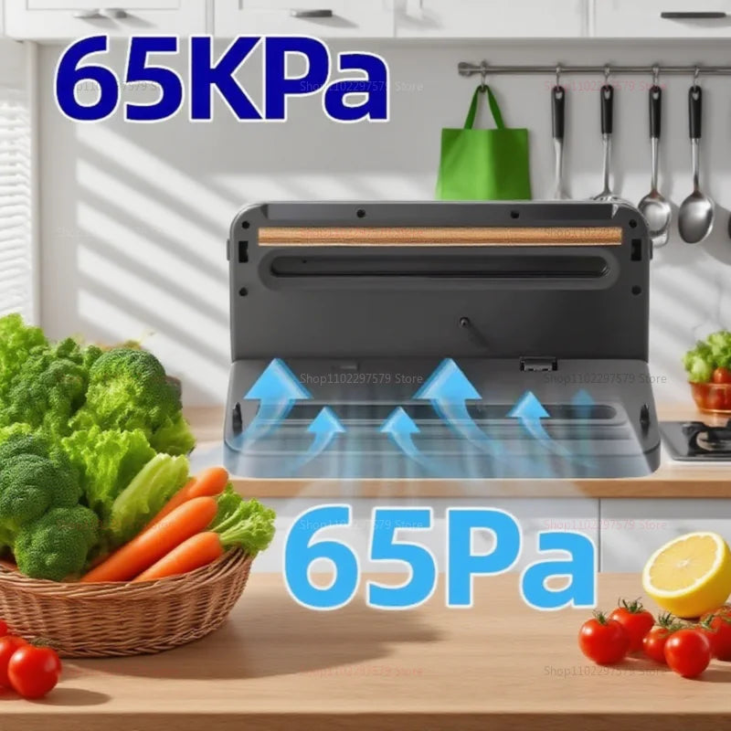 Máquina seladora a vácuo elétrica, embalagem de alimentos secos/úmidos, sacos de vedação a vácuo, cortador embutido, cozinha, armazenamento de alimentos, seladora a vácuo