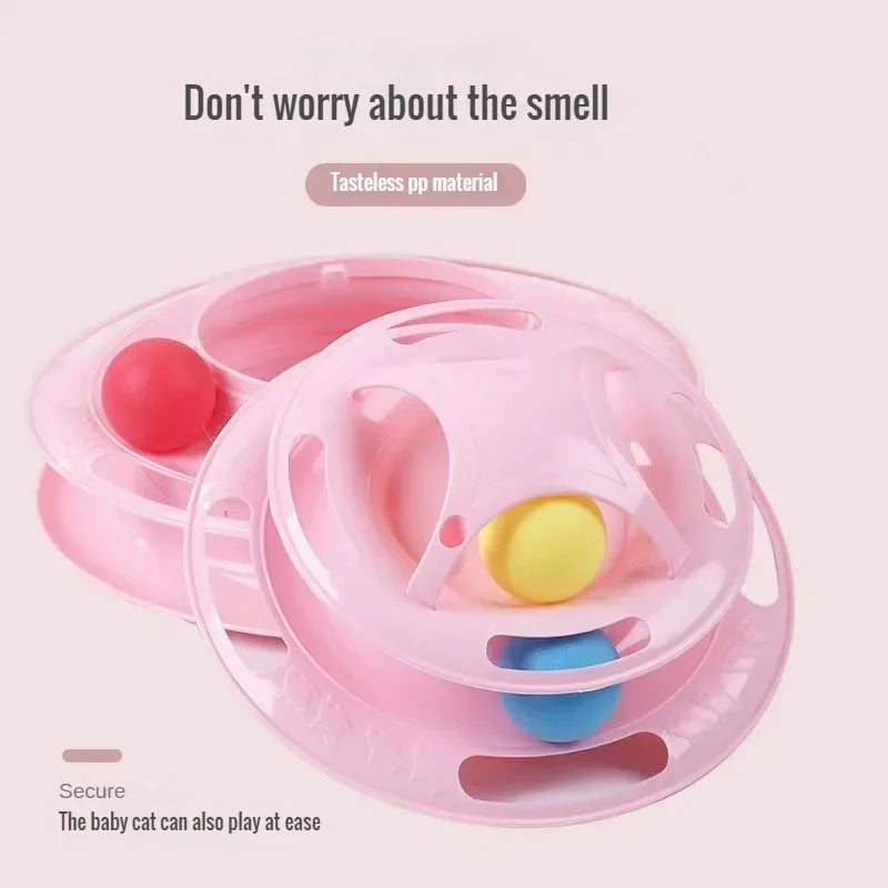 Engraçado gato brinquedo para animais de estimação brinquedos do gato inteligência triplo jogo disco gato brinquedo bolas brinquedos animais de estimação rosa azul verde laranja produtos para animais de estimação