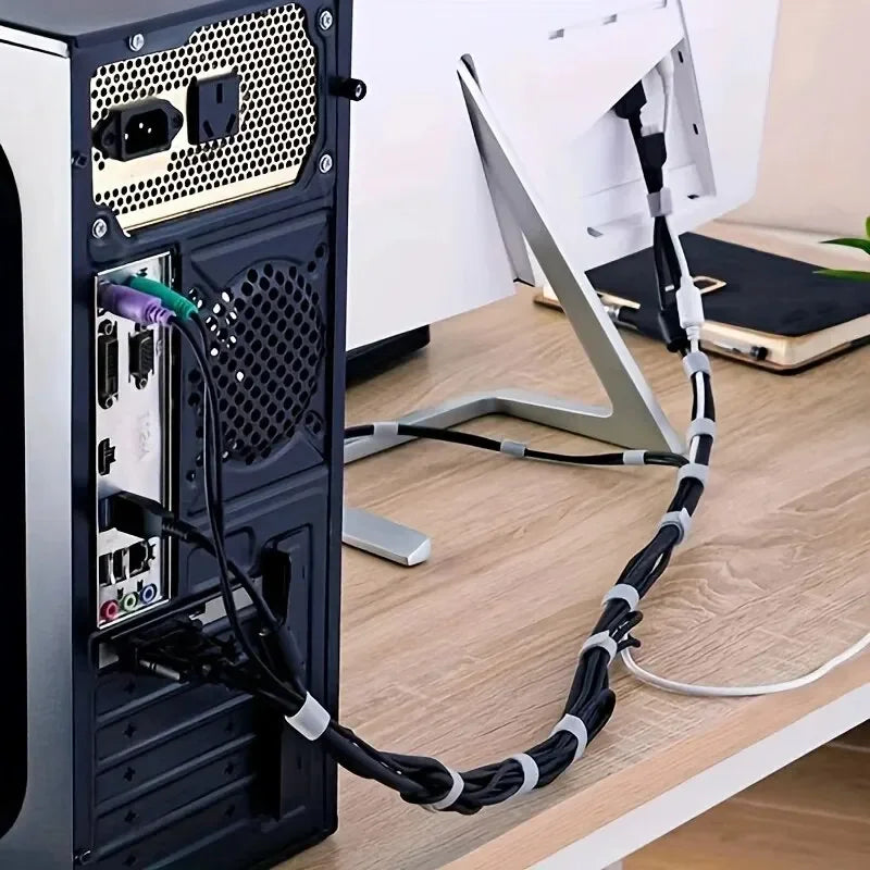 1/5m cabo organizador gerenciamento de cabo fio enrolador fita fone de ouvido mouse cabo gestão laços protetor para iphone xiaomi samsung