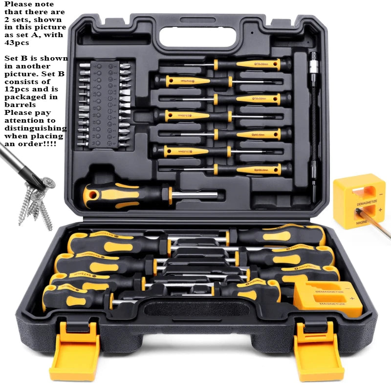 Conjunto de chave de fenda profissional atualizado com suporte de broca magnética, inclui ferramentas de fenda, Phillips, hexagonal, Torx e precisão