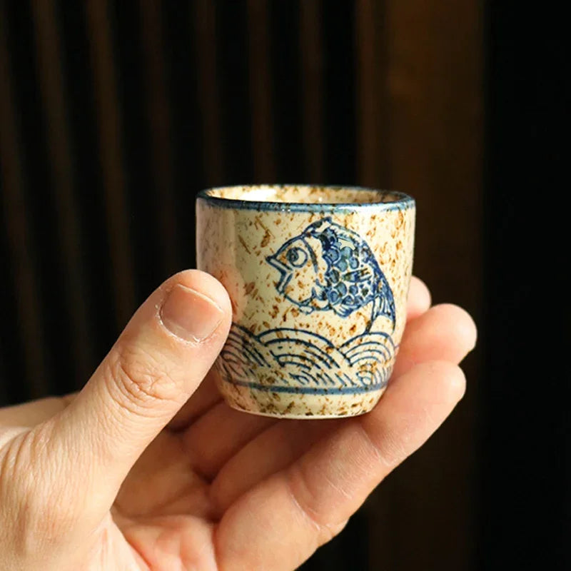 50ml estilo japonês cerâmica antigo copo de vinho branco conjunto de saquê casa retro xícara de café pote de vinho shochu copo clássico