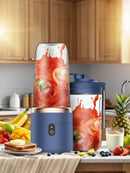 Liquidificador portátil de 6 lâminas, 2 copos para viagem, espremedor elétrico portátil, carga usb, suco de frutas frescas, liquidificador pessoal, smoothie