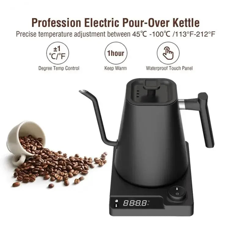Chaleira elétrica pescoço de ganso 1200w com controle de temperatura chaleira elétrica para café e chá bule de café 110v/220v