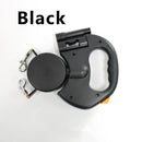 Trela retrátil automática para cães, 3m, com lanterna led, saco de resíduos, roleta, corda de tração dupla de 360 graus, suprimentos para animais de estimação