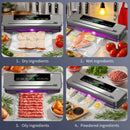 Máquina seladora a vácuo elétrica, embalagem de alimentos secos/úmidos, sacos de vedação a vácuo, cortador embutido, cozinha, armazenamento de alimentos, seladora a vácuo