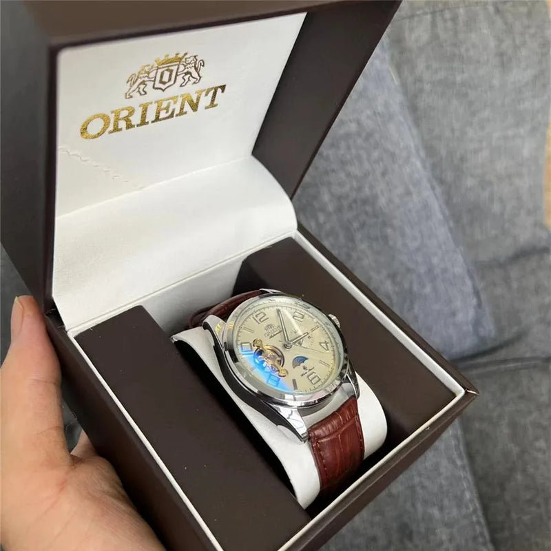 Orient Watch Remodelado de segunda mão japonês totalmente automático relógio mecânico escavado relógio masculino de negócios