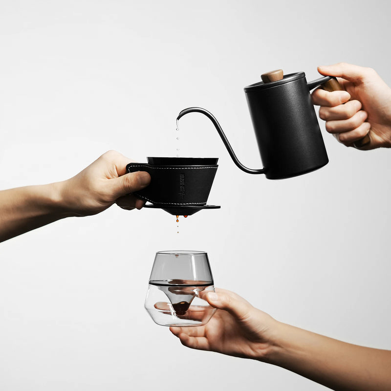 Gotejador de meteorito MHW-3BOMBER, gotejador de alumínio para cafeteira, para 1-2 copos, capa de couro, papel de filtro de bolo