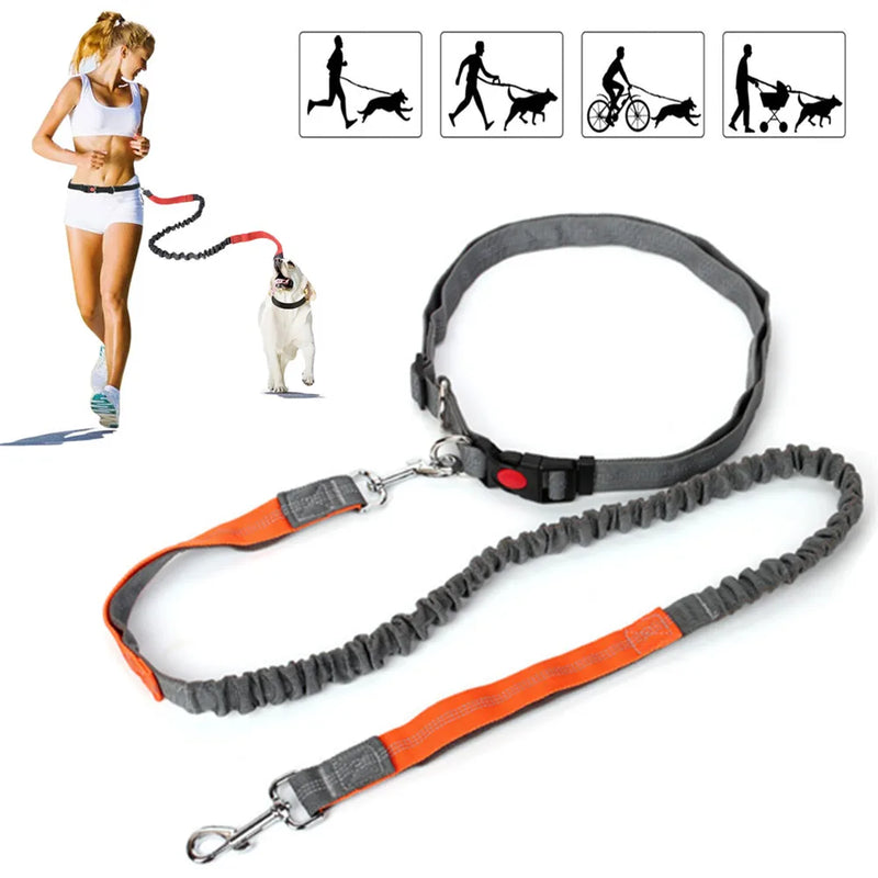 Trela retrátil para cães com corda de cintura ajustável, mão livre, corrida, ciclismo, cães grandes, elasticidade para animais de estimação, chumbo, suprimentos para animais de estimação