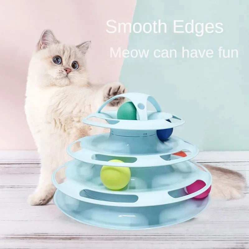 Engraçado gato brinquedo para animais de estimação brinquedos do gato inteligência triplo jogo disco gato brinquedo bolas brinquedos animais de estimação rosa azul verde laranja produtos para animais de estimação