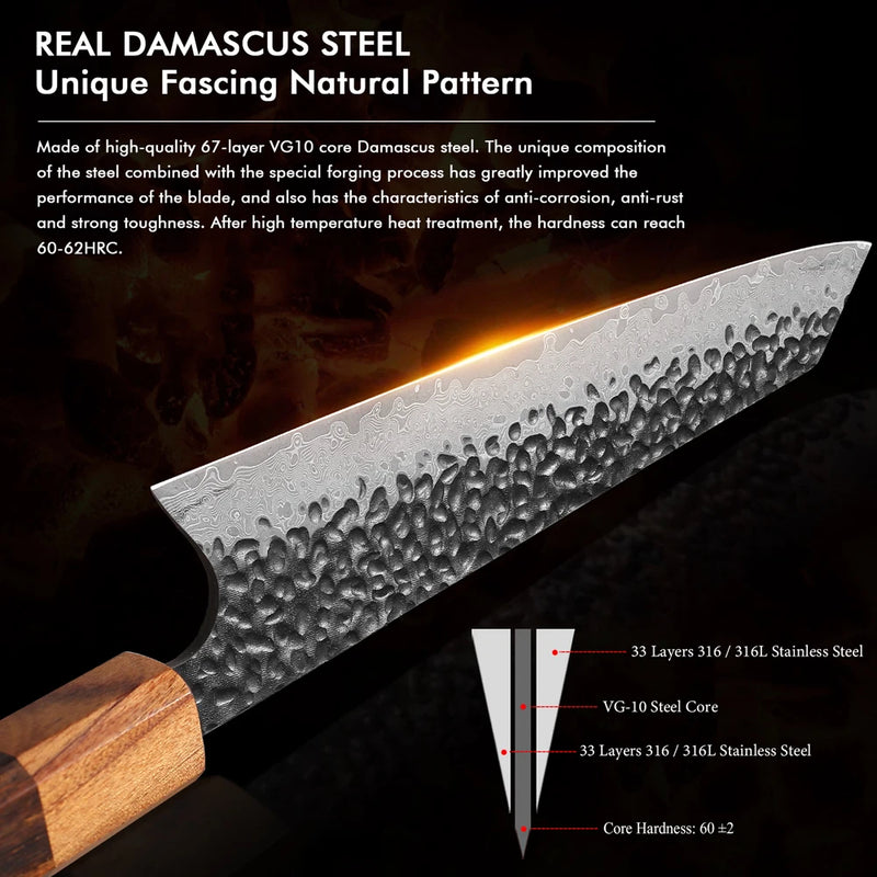 8 "japonês kiritsuke chef faca de aço damasco corte afiado carne vegetal slicer cutelo artesanal facas cozinha profissional