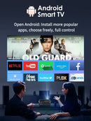 2025 Novo projetor 4k 1800ANSI Projetor Android com foco automático WiFi 6 Bluetooth Beamer para filmes, ideal para casa e teatro ao ar livre