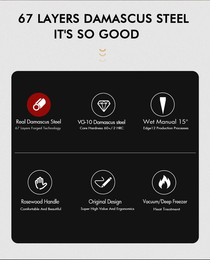 8.2 "japonês kiritsuke chef faca de aço damasco corte afiado carne vegetal cutelo vg10 mão forjada facas cozinha profissionais